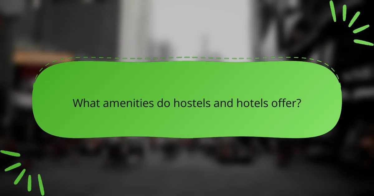 What amenities do hostels and hotels offer?