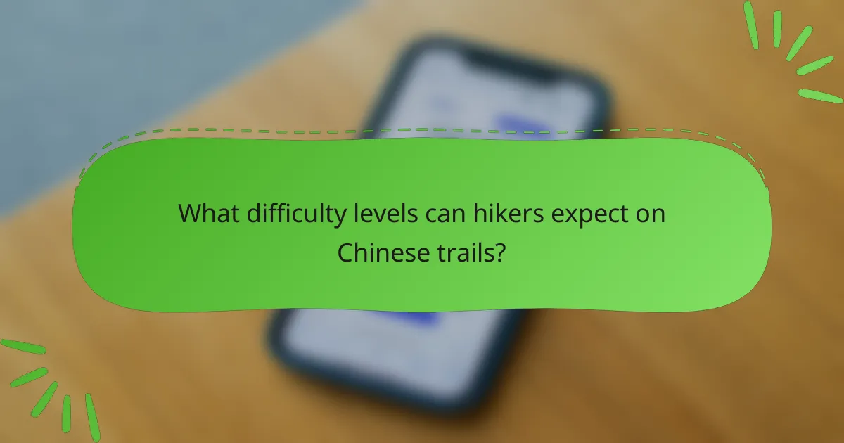 What difficulty levels can hikers expect on Chinese trails?